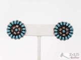 Sterling Silver Turquoise Earrings, 6.1g