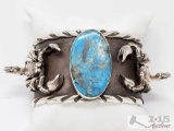 San Felipe Jacob Troncosa Sterling Silver Cuff Bracelet With Turquoise