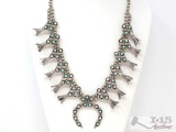 VTG Native American Zuni Elliot Gasper Silver Squash Blossom Naja Necklace Beads