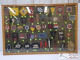 50 Military Patches in Wood Frame