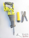 Ryobi Reciprocating Saw, Flashlight, Kobalt Cutters