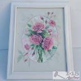 Roses Painting Signed, Framed