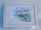 Birds Nest Painting Signed, Framed