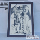 Frank Sinatra Hand Drawing by Paul Blaine Henrie, Signed and Framed