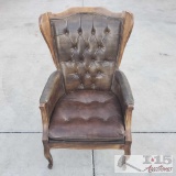 Wood and Leather Armchair