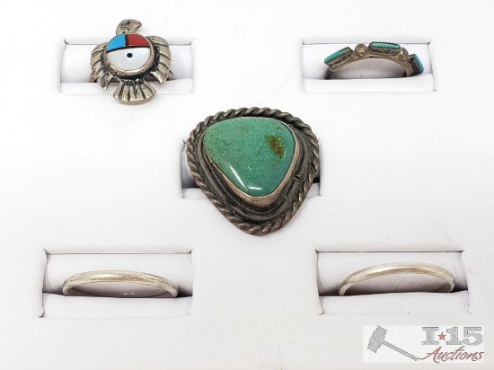 5 .925 Sterling Silver Rings, 17.9g.