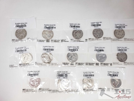 14 Franklin Silver Half Dollars