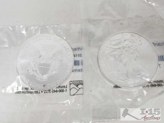 2 2014 American Eagle 1 oz Silver Dollars, Uncirculated