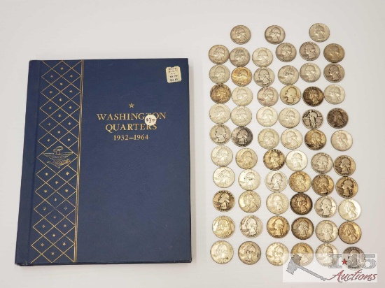 64 Pre 1964 Sliver Quarter's, 1932-1964 Washington Quarter's