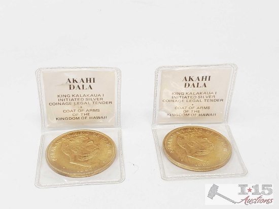 2 Akahi Dala King Kalakaua 1 Initiated Silver Coinage Legal Tender