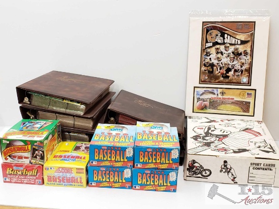 Seven Books Of Sports Cards, Eight Boxes Of Baseball Cards,