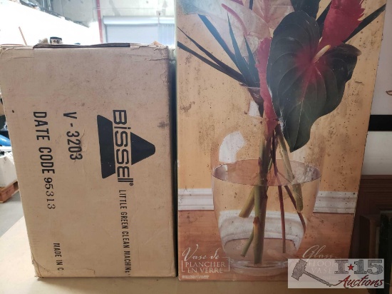 Glass Floor Vase, Little Green Clean Machine by Bissell