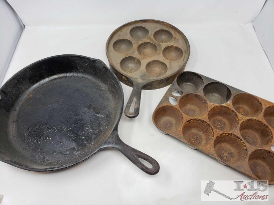 Set of 3 Cast Iron Pans