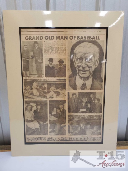1949 Hartford Times Grand Old Man Of Baseball Newspaper