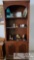 Wooden Book Shelf with Book Ends, Figurines, Picture Frame and More