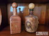 2 Leather Wrapped Decanters