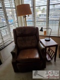 Desk Lamp, Floor Lamp, Arm Chair, and End Table