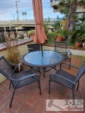 Glass Top Wicker Patio Table with 4 Chairs