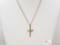 10k Gold Chain Necklace W/ Cross Pendant. 3.5g