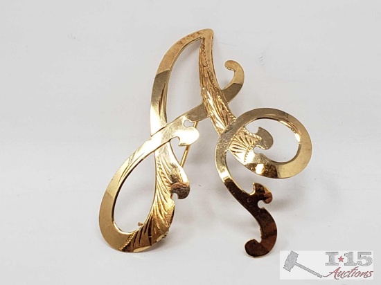 18k Gold "A" Pin, 3g