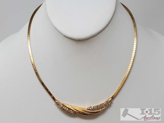 14k Gold Chain With Diamonds, 23.4g