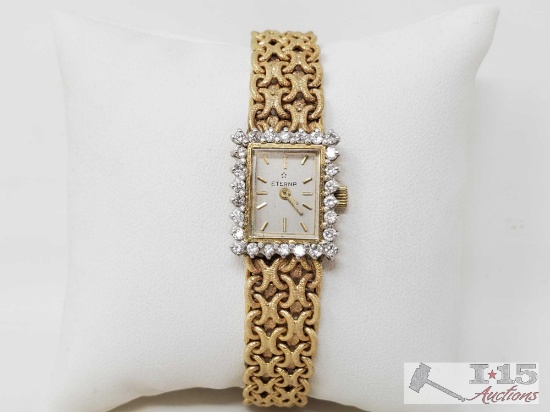 14k Gold Eterna Watch With Accent Diamonds, 37.2g