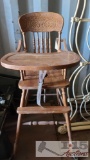 Vintage Rolling Wooden High Chair