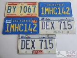 5 Vintage License Plates