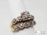 14k Gold Diamond Wedding Set, 4.8g