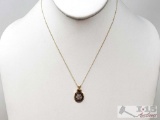 14k Gold Necklace with Diamond Pendent, 2.4g