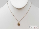 14k Gold Necklace With Diamond Pendant, 2.2g
