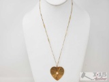 14k Gold Necklace With Heart Pendant, 10.1g