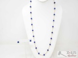 14k Gold Beaded Necklace With Earrings, 19.1g