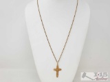 14k Gold Necklace With Cross Pendant, 10.2g
