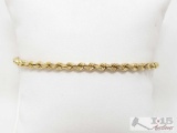 14k Gold Rope Bracelet, 6.9g