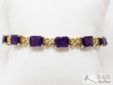 14k Gold Bracelet W/ Semi-Precious Stones. 15.7g