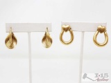 2 Pairs Of 14k Gold Hoop Earrings, 9.6g.