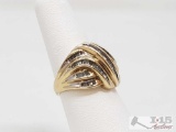 10k Gold Diamond Cocktail Ring, 6.5g