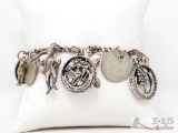Sterling Silver Charm Bracelet, 34.8g