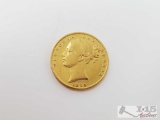 1858 Gold Sovereign Victoria Young Head Shield London