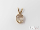 14k Gold Pendant W/ 3.5ct Stone, 2.2g