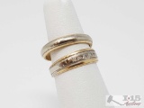 Two 14k Gold Bands W/ Diamonds, 5.7g