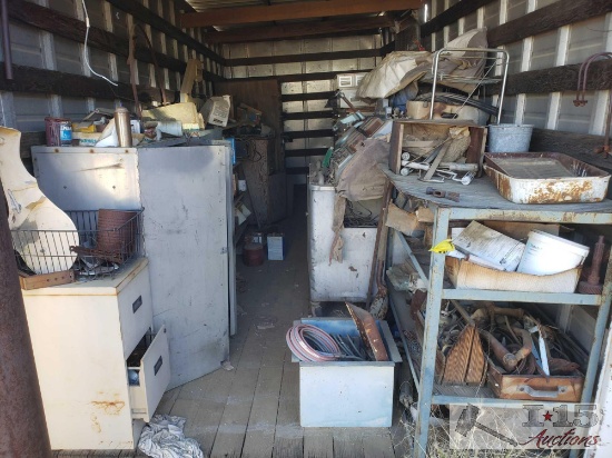 Shelving, Cabinets, Bandsaw, Gas Can, Montgomery Ward Welder, and More
