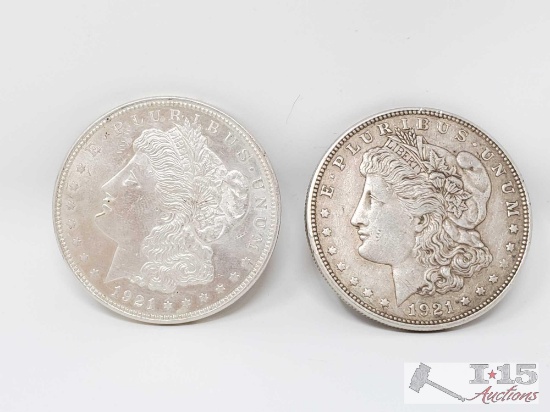 2 1921 Morgan Silver Dollars