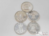 5 Fine Silver 1oz. Coins