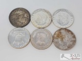 6 Fine Silver 1oz. Coins