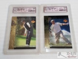 2 2001 Tiger Woods Trading Cards Graded