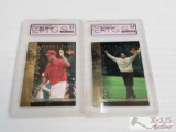 2 2001 Tiger Woods Trading Cards Graded