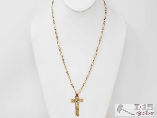 14Kk Gold Necklace With "Cross" Pendant- 17.6g