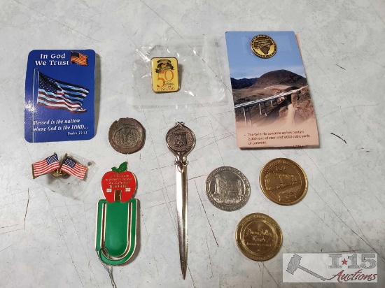 Coins, Pins, Page Saver, And Envelope Opener